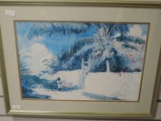 A print, after Homer, tropical garden, 33 x 48cm, framed and glazed