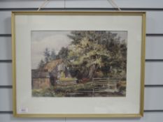A watercolour, Sussex mill house, 25 x 36cm, framed and glazed