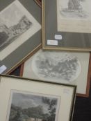 A pencil sketch, Margaret, Loch Katrine, 19th century, 12 x 18cm, framed and glazed, two engravings,