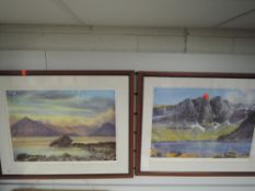 A pair of prints, after Neil J Barlow, Beinn Eighe, and The Cuillin, 30 x 53cm, framed and glazed