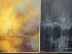 Two oil paintings, Branse, impressionist sunset, indistinctly signed, 81 x 64cm, framed, and rainy