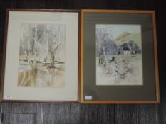 Two watercolours, Rosemary Jones, Swansea Valley, attributed verso, 35 x 25cm, framed and glazed,