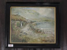 An oil painting, A Gardner, Cottage by the Loch, signed and dated (19)24, and attributed verso, 25 x