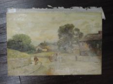 An oil painting, Rollet, village scene, signed 30 x 44cm