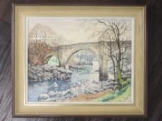 An oil painting on board, Neil Taylor, Devil's Bridge Kirkby Lonsdale, signed, 20 x 25cm, framed