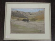 A pastel sketch, Mary Yates, Riggendale and Mardale, monogrammed and attributed verso, 27 x 36cm,