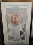 A print, after P G Gravele, stylised still life, dated 1996, 13 x 18cm, framed