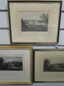 Three engravings, after Dayes and Cox, Furness Abbey, 19th century, each approx 14 x 16cm, framed