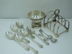 A small silver 4 slice toast rack of plain arched form, Birmingham 1931, Deakin & Francis, a set