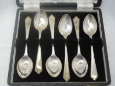 A cased set of six silver egg spoons of plain form, Sheffield 1950, James Dixon & Sons Ltd, approx