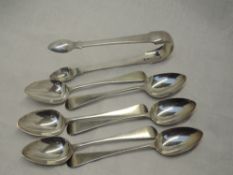 A set of six Georgian silver teaspoons of old English form, London 1835, Charles Shipway, and a pair