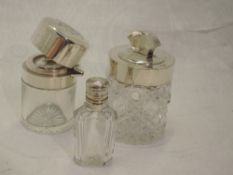 A Victorian cut glass salt bottle having a silver covered stopper and collar, Sampson Mordan & Co, a