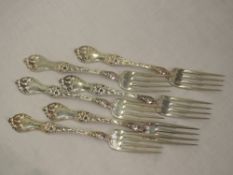 An early 20th century set of six American silver table forks by Reed & Barton in the Intaglio