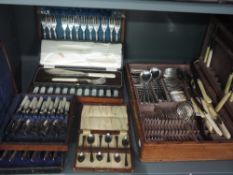 A selection of plated cased flatware including a canteen of Mappin & Webb cutlery, with cased