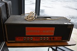 A vintage Simms-Watts 100 valve amplifier head