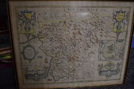 Antiquarian Maps. North Wales. John Speed - Merionethshire. Later colouring, framed and glazed.