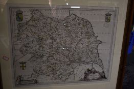 Antiquarian Map. [Blaeu] - Ducatus Eboracensis Anglice Yorkshire. Later outline colouring, with