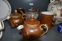 A selection of ceramics including brown lustre and Royal Doulton vase