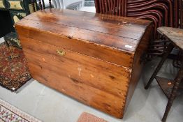 A vintage stained frame dome top trunk, approx. Dimensions W100cm H69cm D57cm