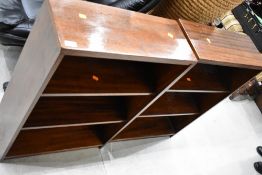 Two matching hard wood book cases or shelf units 60cmx88cmx23cm
