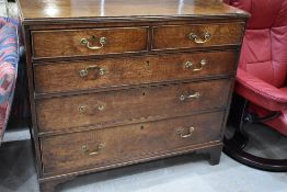 A set of 19th Century oak drawers having cockbeaded fronts with pine carcass