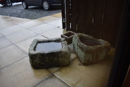 Three stone troughs two hand carved sandstone