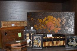 An assortment of vintage boxes, various intricate techniques used on each.AF.