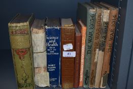 An assortment of vintage books including WW1 interest.