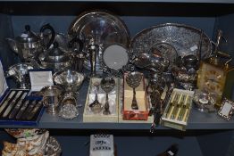 A mixed collection of flat ware and table ware including teapots,jugs, condiment dish, boxed