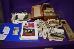 A collection of Photographs, Postcards, Lantern Slides, Glass Negatives and Cigarette Cards etc