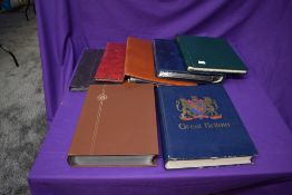 A Royal Mail Postcard Album and a Cover Album along a Senator Stamp Album, two Stock Books and two
