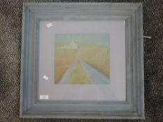 An acrylic painting, Nancy Hanson, Twilight Barra, attributed verso, 20 x 22cm, framed and glazed