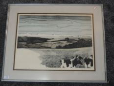 A Ltd Ed print, after June Berry, Down in the Meadow, signed and num 19/30, 42 x 56cm, framed and