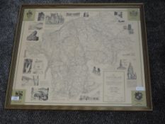 A print map, after Alfred Wainwright, The County of Westmorland, 1974, 3rd Ed, 53 x 60cm, framed and