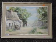 An oil painting on board, Joyce Grimaldi, London Road Old Royston, signed, 29 x 44cm, framed