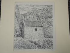 A pen and ink sketch, Alfred Wainwright, St Govans Chapel, 20 x 16cm, not signed, with card 'This is