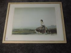 A print after William Russell Flint, Carmelita, signed, 43 x 56cm, framed and glazed