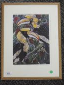 A Ltd Ed print, after Jo Whiteland, Hornbills, num 18/200, indistinctly signed, 29 x 20cm, framed