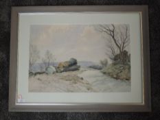 A watercolour, B Eyre Walker, Logs by the Wayside, signed and dated 1969, 37 x 55cm, framed and