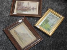 A watercolour, DFH, sailing boat, initialled, and dated'12, 17 x 24, framed, an oil painting,