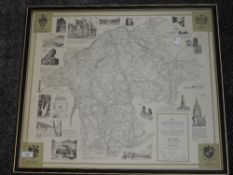 A print map, after Alfred Wainwright, The County of Westmorland, 1974, 3rd Ed, signed, 53 x 60cm,