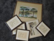 A watercolour, A Blake, Loch Ascog Bute, signed, 23 x 33cm, framed and glazed, a watercolour,