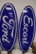 Two garage or workshop advertising boards/ signs for Ford Escort.