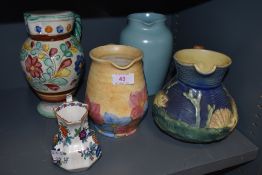 A selection of ceramics including Shorter and sons jug and similar Dee Cee jug