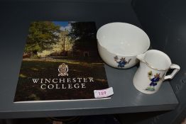 Two Winchester City College related ceramics one by small jug by Shelley and bowl by Chelson both