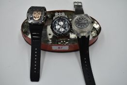 Three gents replica fashion wrist watches including Richard Mille skeleton, Audemars Piguet Royal