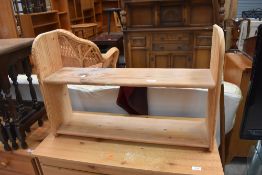 A modern pine open shelf, width approx. 76cm