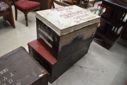 Two metal travel cases marked Sitma line possibly rail or nautical related larger one ideal for