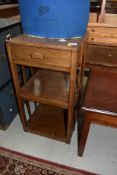 An Edwardian style oak side table or self unit 66cm tall approx