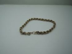 A 9ct gold rope chain bracelet, approx 3.9g